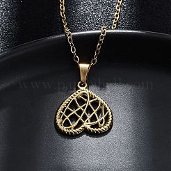 Mesh Heart 304 Stainless Steel Pendant Necklaces&nbsp;NJEW-M096-12G