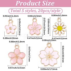 100Pcs 5 Styles Alloy Enamel Pendants&nbsp;ENAM-BM0001-06