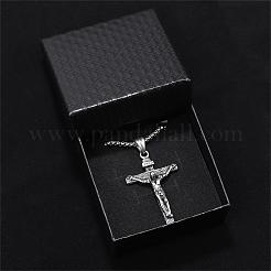 Cross Pendant Necklace with Jesus Crucifix Religious Necklace Sacrosanct Charm Neck Chain Jewelry Gift for Birthday Easter Thanksgiving Day&nbsp;JN1109A