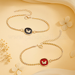 4Pcs 2 Colors Alloy Enamel Charms Bracelets&nbsp;BJEW-HY0001-14