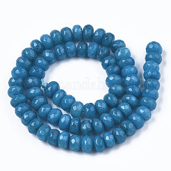 Faceted Rondelle Dyed Natural White Jade Bead Strands&nbsp;G-R343-6x8-02