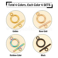 16 Sets 4 Style Ion Plating(IP) 304 Stainless Steel Toggle Clasps&nbsp;STAS-DC0001-18
