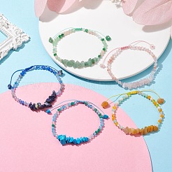 Natural & Synthetic Gemstone Chip Bead Braided Bracelets for Women&nbsp;BJEW-JB09992