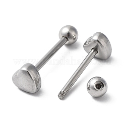Non-Tarnish 201 Stainless Steel Heart Nose Bone Rings with 304 Stainless Steel Pins&nbsp;AJEW-P109-03P