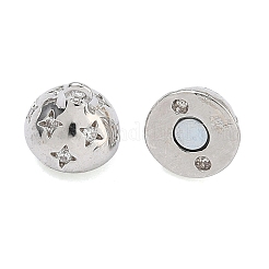 Round Brass Micro Pave Clear Cubic Zirconia Magnetic Clasps&nbsp;KK-C251-12P