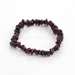 Chips Natural Garnet Beaded Stretch Bracelets&nbsp;X-BJEW-JB01826-09