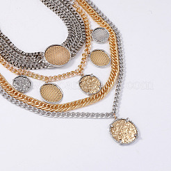 Zinc Alloy Disc Coin Pendant 4 Layer Necklaces for Women&nbsp;FS-WG7A646-01
