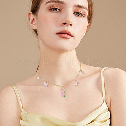6Pcs 304 Stainless Steel Paperclip Chain Necklaces&nbsp;NJEW-SC0001-57A-G