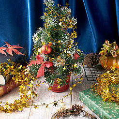 PVC Sparkly Star Metallic Garland with Iron Wire&nbsp;AJEW-TAC0034-08E