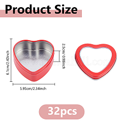 Tinplate Heart Shaped Gift Boxes with Clear Window Lid&nbsp;CON-WH0112-033