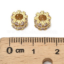 Brass Micro Pave Cubic Zirconia Beads&nbsp;KK-B142-23G-01