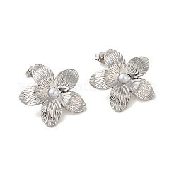 304 Stainlee Steel with Plastic Pearl Studs Earring&nbsp;EJEW-Z045-07P
