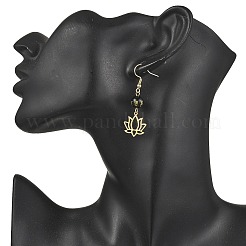 Natural Obsidian Flower Dangle Earrings&nbsp;EJEW-JE06690