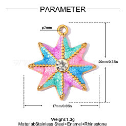 304 Stainless Steel with Enamel & Crystal Rhinestone Pendants&nbsp;SA-OY003-72G