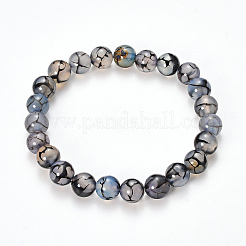 Natural Dragon Veins Agate Beaded Stretch Bracelets&nbsp;X-BJEW-Q692-02C
