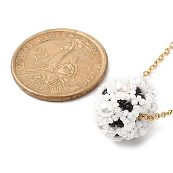 Shell Pearl Beaded Flower Pendant Necklace&nbsp;NJEW-MZ00018