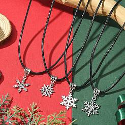 Tibetan Style Alloy Snowflake Pendant Necklaces&nbsp;NJEW-JN04538