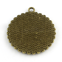 Tibetan Style Flat Round Alloy Pendant Cabochon Settings&nbsp;X-TIBEP-Q049-14AB-NR