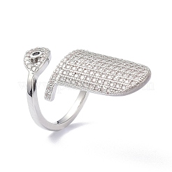 Brass Micro Pave Cubic Zirconia Fingernail Rings&nbsp;RJEW-D115-04P