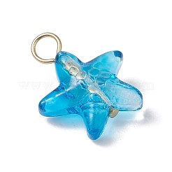 Starfish Gradient Color Baking Paint Transparent Glass Pendants&nbsp;PALLOY-JF03265-01