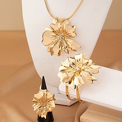 Flower Alloy Rhinestones Pendant Necklaces & Rings & Cuff Bangles Sets for Women&nbsp;FS-WG14933-01
