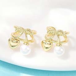 Brass Plastic Imitation Pearl Cuff Earrings&nbsp;EJEW-Q036-01G