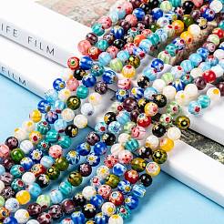 Round Handmade Millefiori Glass Beads Strands&nbsp;LK-R004-81