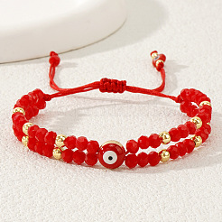 Multi-Layer Glass & Brass Beaded Adjustable Bracelets&nbsp;CL9505-1