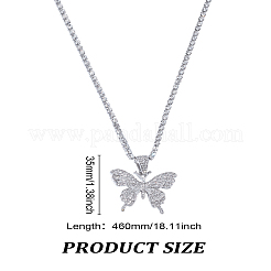 1Pc Alloy Full Crystal Rhinestone Butterfly Pendant Necklace for Women&nbsp;NJEW-LP0001-84