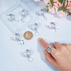 8Pcs 8 Style 304 Stainless Steel Open Cuff Rings Set&nbsp;RJEW-AB00012