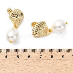 Teardrop Shell Pearl Bead Stud Earrings&nbsp;EJEW-JE07105-02