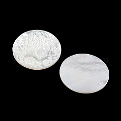 Natural White Shell Carved Cabochons&nbsp;SSHEL-I026-03B-06