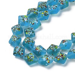 Frosted Handmade Lampwork Beads Strands&nbsp;LAMP-A010-01D
