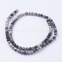 Natural Netstone Round Beads Strands&nbsp;G-G735-90-4mm
