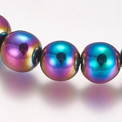 Electroplated Non-magnetic Synthetic Hematite Beaded Stretch Bracelet&nbsp;BJEW-P215-01-10mm