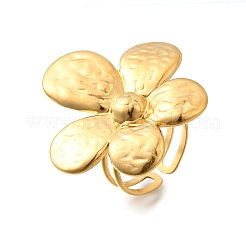 Flower 304 Stainless Steel Adjustable Cuff Rings for Women&nbsp;RJEW-M103-04C-G