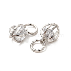 Rack Plating Brass Clear Cubic Zirconia Pendants&nbsp;KK-E081-09P