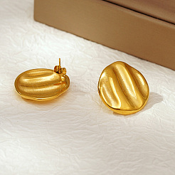 Stylish 304 Stainless Steel Flat Round Striped Button Stud Earrings&nbsp;NI1376