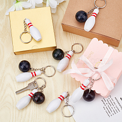 10Pcs 2 Style Bowling & Bowling Pin ABS Plastic Pendant Keychain&nbsp;KEYC-OC0001-43