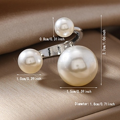 Alloy with Imitation Pearl Adjustable Cuff Rings for Women&nbsp;LG2934-2