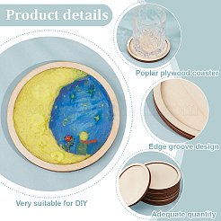 Poplar Plywood Coaster&nbsp;AJEW-WH0596-043