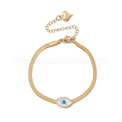 Acrylic Horse Eye Link Bracelet with 316 Stainless Steel Herringbone Chains for Women&nbsp;BJEW-G655-02G