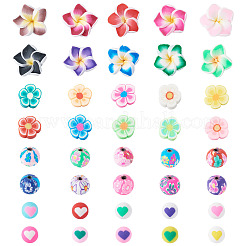 200Pcs 4 Styles Handmade Polymer Clay Flower Plum Blossom Beads&nbsp;CLAY-TA0002-05