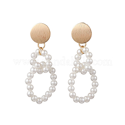 Brass Shell Pearl Dangle Stud Earrings&nbsp;EJEW-TA00686