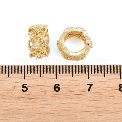 Flower Brass Clear Cubic Zirconia European Beads&nbsp;KK-B186-06G