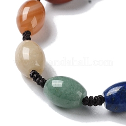 Oval Natural Mixed Gemstone Braided Bead Bracelets&nbsp;BJEW-H239-05
