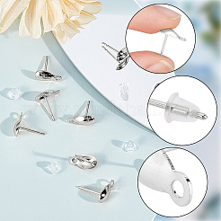 100Pcs 304 Stainless Steel Stud Earring Findings&nbsp;STAS-BBC0009-88