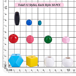 380Pcs 11 Styles Natural Wood Beads&nbsp;WOOD-PH0003-35