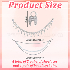 3Pcs Iron & Alloy Rhinestones Boot Strap Chains and Alloy Shoes Charms&nbsp;HJEW-DR00258