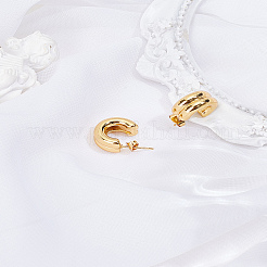 1 Pair Stainless Steel Two-layer C-Shaped Stud Earrings for Women&nbsp;EJEW-LP0012-01G